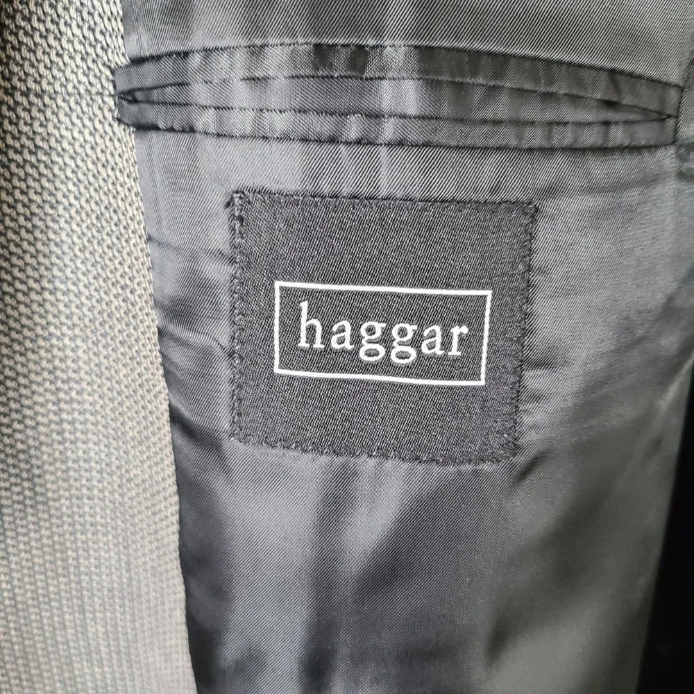 Haggar Jacket Mens 48R Gray Pattern Blazer Regular Fit Three Button Suit Coat‎